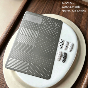1Pcs Stripes Polka Dot Nail Stamping Plate Round Points Line Print Stainless Steel Nails Stencil Manicure Transfer Template Tool