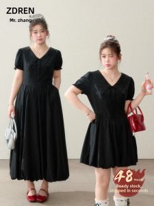 ZHANGDAREN | Đầm Đen Dáng Dài Cho Người Béo