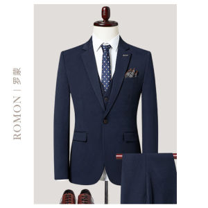 ROMON | Lormen Mens Tailored Suiting Pure Color High End Business Professional Formal Autumn Winter Slim Fit Workwear Jacket