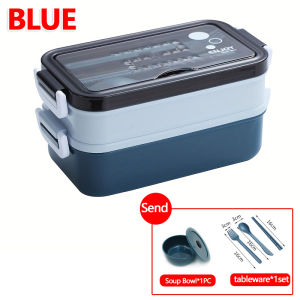 2026 New 1400ml Lunch Box Double Layer Microwave Safe Portable Food Container with Utensils for Picnic Office School Use