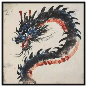 Tranh thủy mặc màu nước rồng vàng phong thủy.Tranh treo tường dán tường sơn dầu canvasCGI-1925