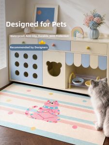 YUNHAOBUYI | Dots Pink Waterproof Leather Pet Feeding Mat