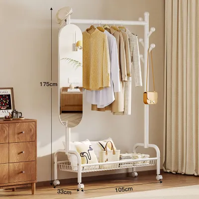 Home Organizer | Moveable Simple Full Length Mirror and Coat Rack