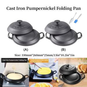 【Homelements】Cast Iron Fry Pan with 2 Side Handles Frying Pan No Chemical Coating with Lid Gas Stove Friendly