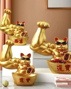📣Giant MUSCLE unicorn ARM big arm fitness lucky cat Fortune Storage Gift Shop Office Home FengShui麒麟臂开业【收纳】招财猫风水新开张送开业礼摆