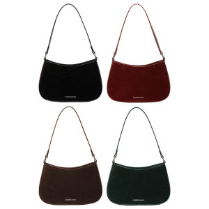[Tenda] Women Faux Suede Shoulder Bag Trendy Handbag Large Capacity Small Tote Bag Patchwork Vintage Commuting Bag Chic Hobo Bag