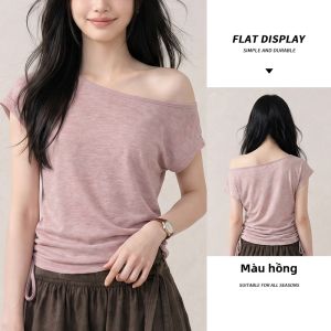 spao | Áo Sơ Mi Dáng Ôm Không Quai Vai Có Dây Rút Hồng