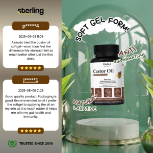 Castor Oil Vegan Softgels 60’s | Organic Cold-Pressed Digestive Support