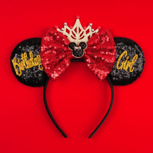 New Birthday Girls Mickey Mouse Ears Headbands for Women Party Hair Accessories Minnie Mouse DIY Sequins Bows Hairband Kids Gift