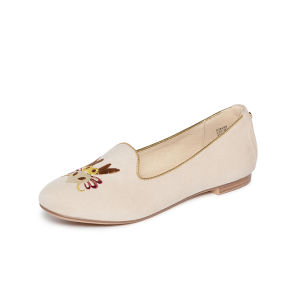 REEMOOR Embroidered Flat Shoes New Chinese Style Womens round Toe Soft Bottom Bean Bean Shoes Casual Comfortable Loafers