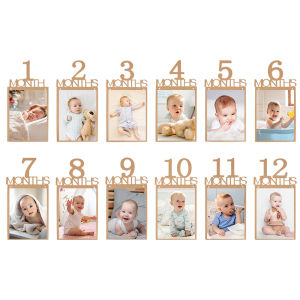 Birthday Baby One Year 12 Months Photo Banner Boy Girl 1 Year First Birthday Party Picture Photo Frame Garland Anniversary Decor