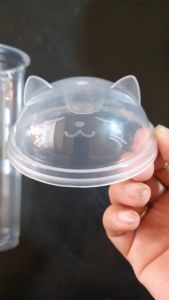 Lốc 50 cái Ly tim mỏng ly trà sữa nắp tim nắp tai Mèo 500ml 700ml phi 90 miệng F90