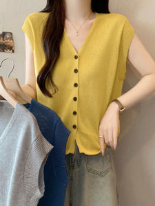 Shalldoer | เสื้อยืดคอกว้างแขนสั้นผ้าถักบางระบายอากาศสำหรับผู้หญิงในช่วงฤดูร้อน สไตล์เกาหลีสีพื้นเรียบง่าย ทรงหลวม แขนสั้น คอกลม