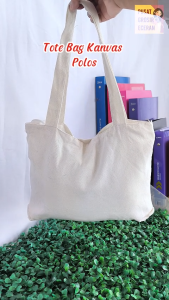 Tote Bag Kanvas Horizontal Motif POLOS Goodie Bag Totebag Canvas Souvenir Tas Jinjing Tas Kuliah Shopping Bag