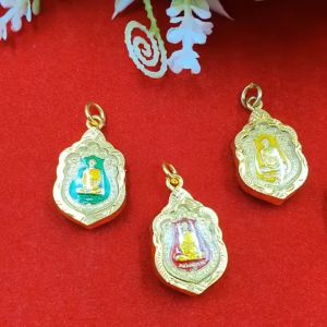 จี้พระหลวงพ่อรวย ขนาด 1.5 x 2.5 cm เสริมเมตตามหานิยม โชคลาภ จี้ทอง เสริมดวง ร่ำรวย ถูกหวย ชุบทอง ทองปลอม ใส่กับสร้อยได้แบบ