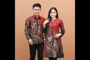 Atasan Batik Wanita Couple Kemeja Lengan Panjang Pasangan Tunik Baju Muslimah Batik Sepasang Motif J