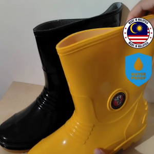 Gajah King Waterproof Mid Cut Rain Boots Size 38-45 Work Boots Fabric Lining Made in Malaysia