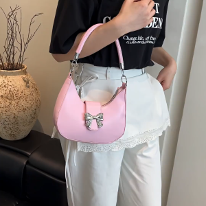 【Original+24hours delivery】Fashion Underarm Bag Women Bow Elegant Leather Armpit Bag Handbag Casual And Versatile Girls Sling Shoulder Crossbody Bag Tote Bag