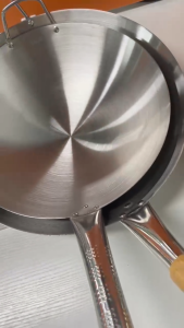 Stainless Steel Wok with handle Thick Frying Pan Large Fire Stove Iron Cooking Pot For Gas Stove