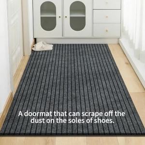 Modern Minimalist Square Floor Mat - Durable Stain/Fade Resistant Non-Slip Rubber Backing Machine Washable for Indoor/Outdoor