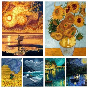 Van Gogh Starry Night Sunflower 500 1000 1200 2000pcs Jigsaw Puzzle For Adults Home Decor Brain Teaser Family Game Creative Gift