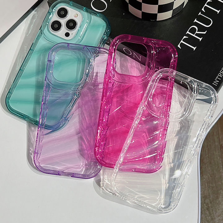 🔥ready Stock🔥3d Wavy Curved Water Ripple Clear Phone Case For Iphone 14