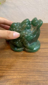 Thiềm Thừ Cóc 3 Chân Ngậm Tiền Cóc Tài Lộc Đá Thạch Anh Xanh Tự Nhiên - Vật Phẩm Phong Thuỷ Để Ban thần Tài Két Sắt