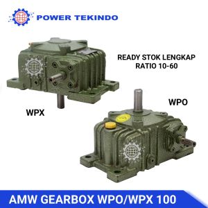 AMW Gearbox WPO 100 / WPX 100 Ratio 10-60 Lengkap Worm Speed Reducer Wormgear Girbok Girbox