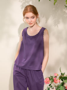 XEXZ | XEXZ Womens Summer New Pure Cotton Embroidered Nightgown Set With Strap Long Pants Home Comfortable Sleepwear Casual Style