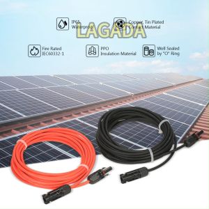 1Pair Black & Red 20/30 Feet 12AWG Solar Panel Extension Cable Wire with MC4 Female and Male Connector