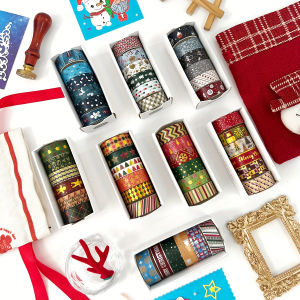 6 rolls Christmas series washi tape suitable for DIY gift boxes and Christmas decorations fashionable holiday supplies