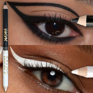 Dual-use Wooden Eyeliner Eyebrow Highgloss Pencil 3 in 1 Black White Lasting Pearlescent Silkworm Brighten Eye Liner Pen Makeup