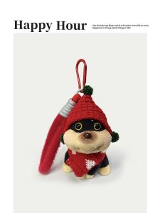 Adorable Bee Dog Plush Toy New Year Crossbody Bag Pendant Keychain Backpack Decoration Gift for Year End Celebration