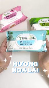 1 gói khăn ướt Yuniku 90 tờ xanh ngọc hương lài - HÀNG CHÍNH HÃNG cao cấp chuyên dùng cho bé
