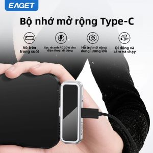 Ổ Đĩa Flash USB Eaget Type-C 64GB/128GB/256GB/512GB Có Màn Hình LCD Hỗ Trợ Sạc Nhanh PD 20W Cho Điện Thoại & Máy Tính Bảng I30 Đa Chức Năng Vỏ Kim Loại Mã Hóa