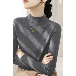 Elegant French Design Easy to Match Cowl Neck Body Shaping Womens Knit Sweater