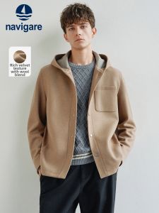 Navigare | Áo Khoác Nỉ Mũ Trùm Đen Cổ Điển Cho Nam Thu Đông