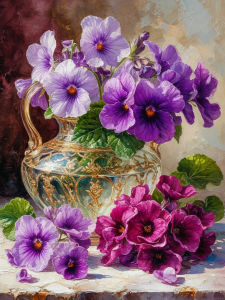 Huacan Full Diamond Painting Glass Teapot Tricolor Violet Diamond Embroidery Flower Complete Kit Picture Of Rhinestones