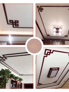 จัตุรัสจุดประดับฝ้าเพดานสไตล์จีน ขอบฝ้าเพดาน ลายดอกไม้ ฝ้าเพดาน PVC โบราณ ลายดอกไม้ ฝ้าเพดาน วัสดุอื่นๆ ไม้