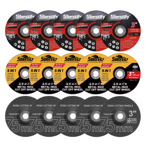 SI FANG | 15pcs 3inch Metal Cutting Disc Circular Resin Saw Blade Cut Off Wheel Resin Grinding Wheel Set For Angle Grinder Accessories