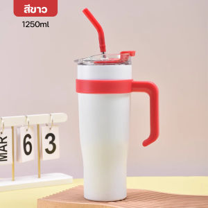 แก้วเก็บความเย็น แก้วเก็บอุณหภูมิ กระบอกน้ำเก็บอุณหภูมิ 304 สแตนเลส พร้อมหูจับ อเนกประสงค์ 40ozแถมหลอด