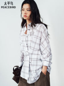 PEACEBIRD | Mall Version Plaid Long Sleeve Shirt With Side Buttons