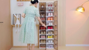 Foldable Stackable Shoe Box Shoe Rack cabinet Plastic Organizer Storage Case Set Shoe Rack 鞋架/鞋櫃