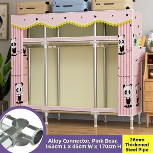 Durable Reinforced Metal Frame Easy Assembly Cloth Wardrobe