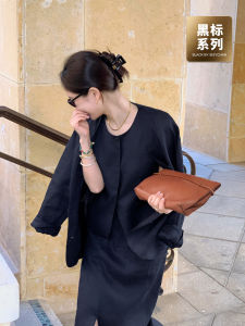 Summer New Elegant Ramie Suit Women Jacket Vest Skirt