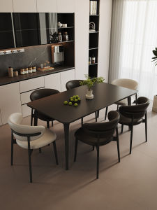 Modern Minimalist Rock Board Dining Table Set Rectangular Full Support Popular Model Home Use Small Apartment Friendly