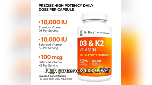 Dr.Berg Vitamin D3 & K2 Capsules 10000IU Boost Immunity Improve Calcium Absorption Bone Support 120ct