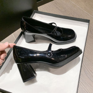 Giày Cao Gót Mary Janes Cổ Điển Cho Nữ Mùa Xuân Hè Đế Cao Gót Mỏng Đế Cao Gót Đơn Giày Da Nhỏ