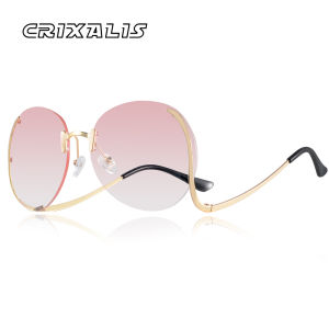 CRIXALIS Classic Rimless Y2K Sunglasses Women Metal Frame Diamond Cutting Lens Sun Glasses Female UV400