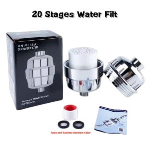 Vòi Sen 20 Cấp Lọc Với Bộ Lọc Than Hoạt Tính Làm Sạch Nước Cứng Loại Bỏ Clo Cầm Tay Hình Tròn Mạ Crôm Giúp Làm Mềm Nước Và Dưỡng Ẩm Cho Da